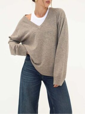Rumored - Vail V-Neck Sweater | Mocha Heather - M